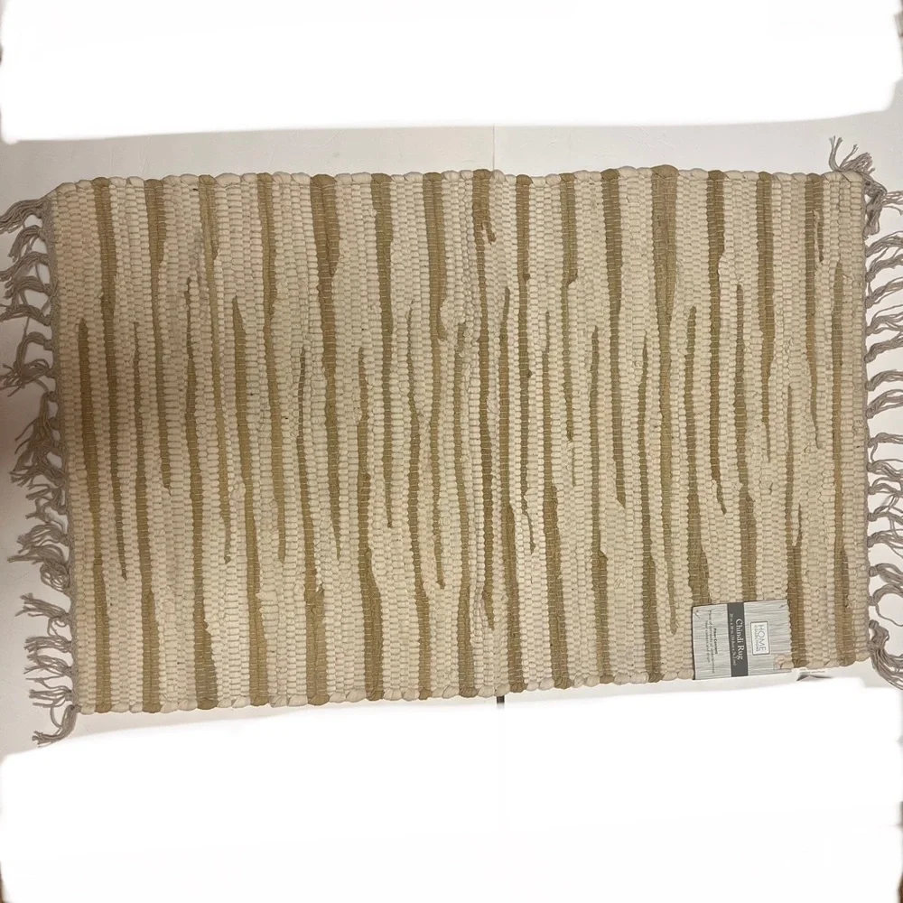 Chindi‎ Striped Tan and Cream Rug 20”x30”